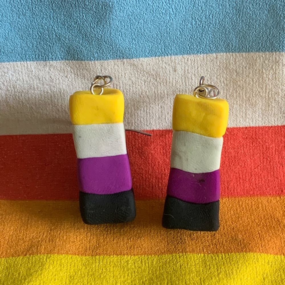 Non-binary light clay pride earrings